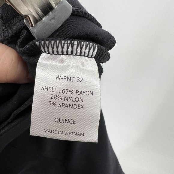 Quince Women's Black Ultra-Stretch Ponte Pants Straight Leg M Petite 28" NWT - Picture 3 of 4